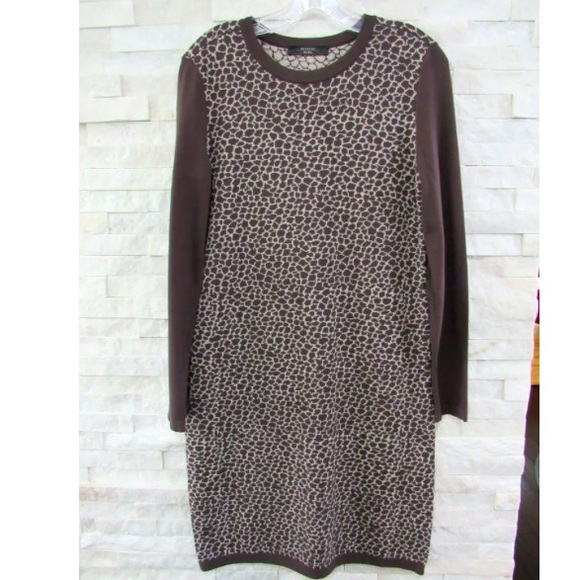 Weekend Max Mara Brown & Beige Animal Print Sweater Knit Stretch - Picture 2 of 8